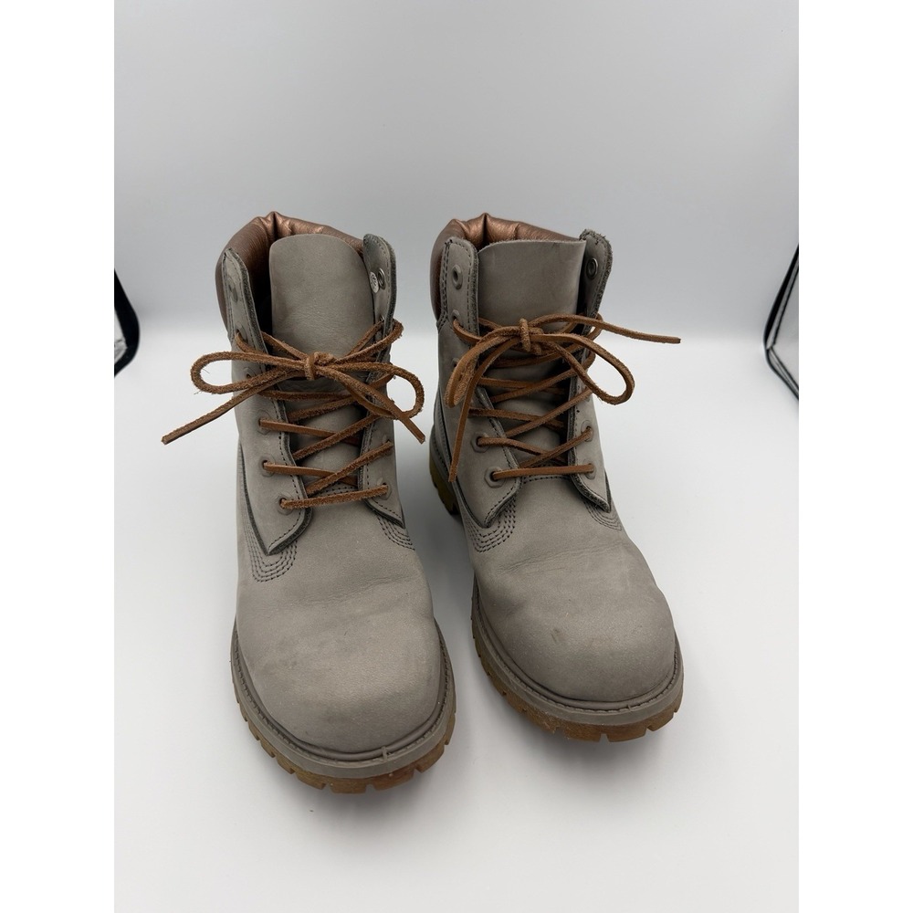 Timberland Premium Waterproof Women's Grey With Metallic Copper Collar Boots 9M